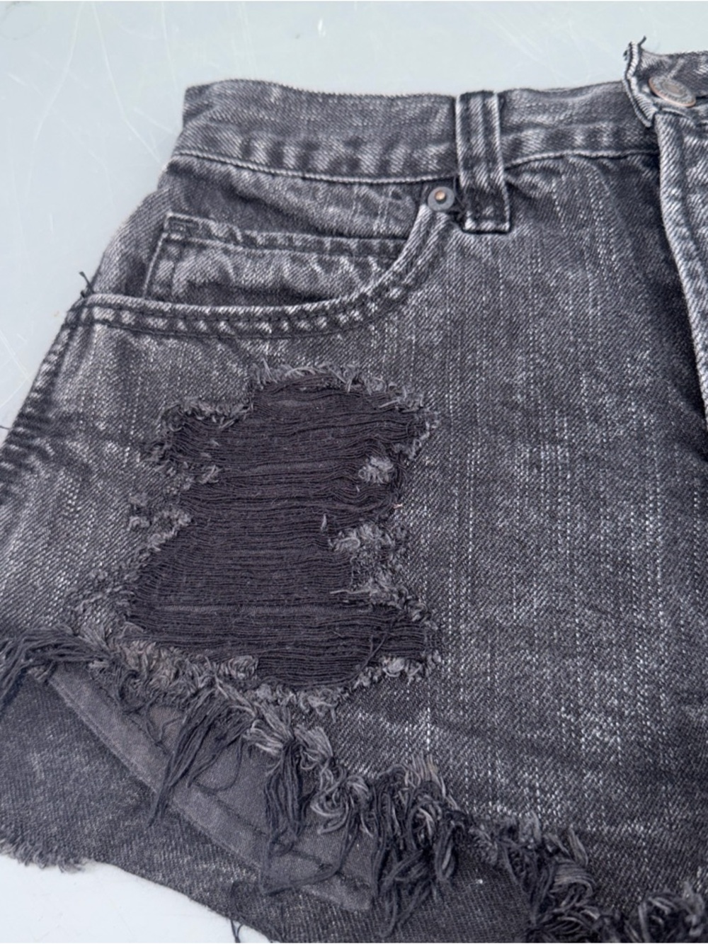 Abercrombie & Fitch Black Distressed Denim Cutoff Shorts - Picture 10 of 12